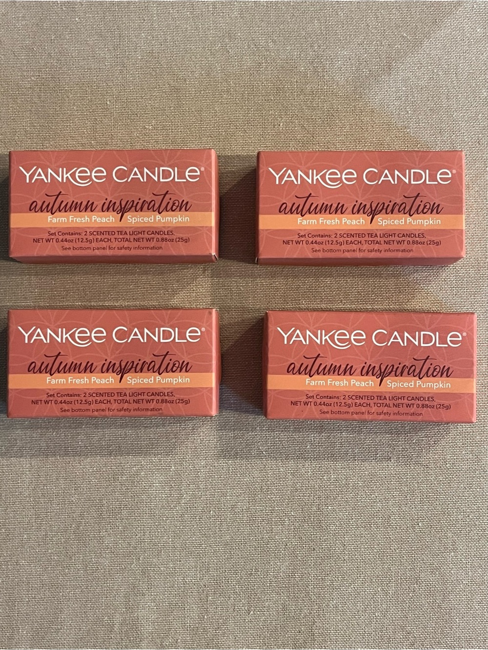 Yankee Candle 8 tea light Farm Fresh Peach & Spiced Pumpkin - 4 Packs New